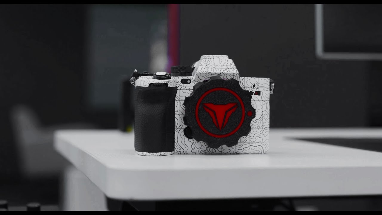 Wrapping a Sony A7R5 in Contour White. ALPHAGVRD Camera Skin