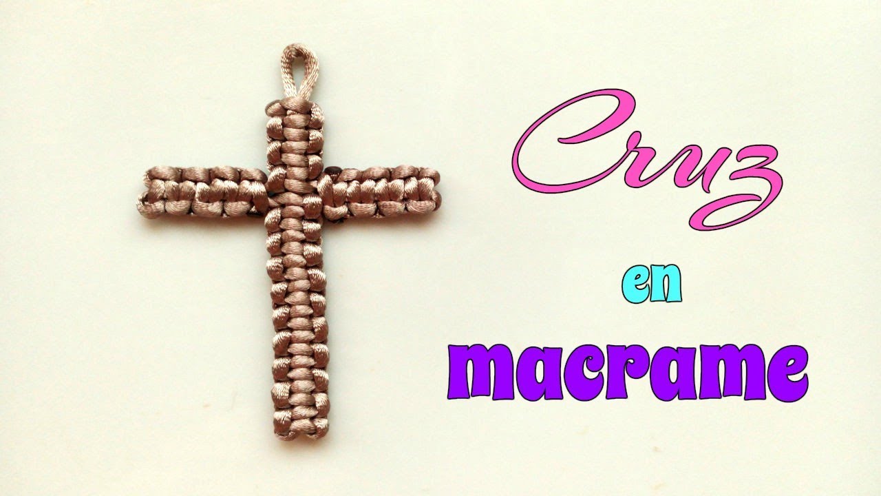 CRUZ en MACRAME con NUDO PLANO/paso a paso.