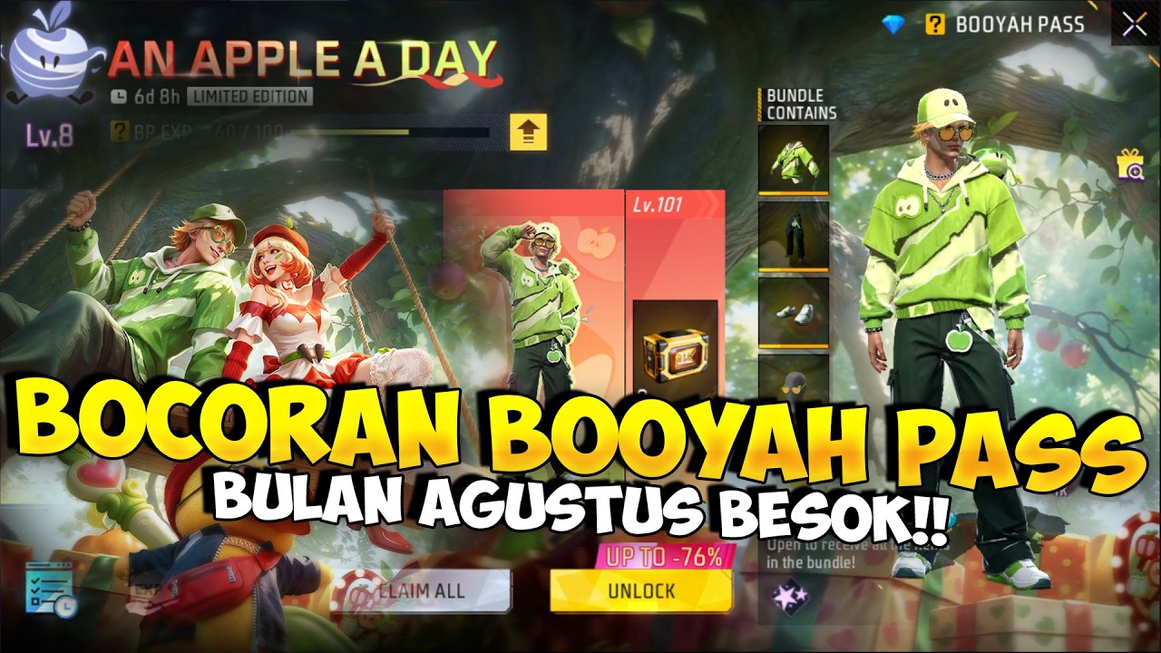 REVIEW BOOYAH PASS AGUSTUS 2026 !! Bocoran Booyah Pass Bulan Depan Tema An Apple A Day Agustus 2026