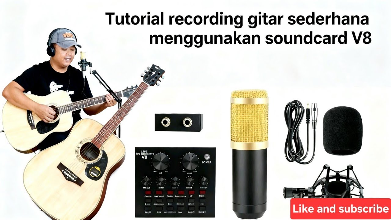 Tutorial recording/merekam suara gitar pada smartphone Android dengan soundcard V8