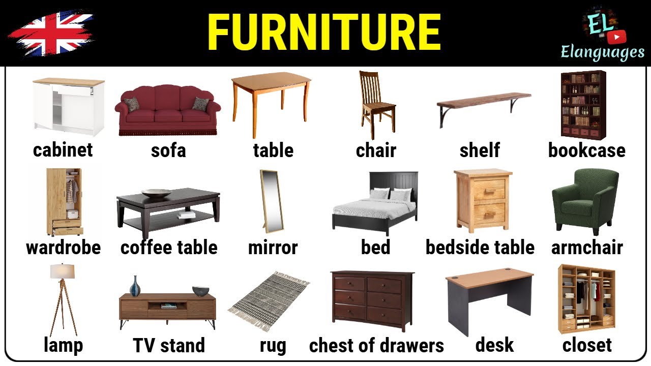 Furniture vocabulary in English