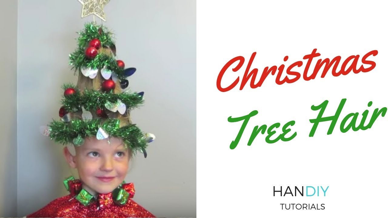 Christmas Tree Hair Tutorial - Crazy Hair Day - Ugly Sweater Party
