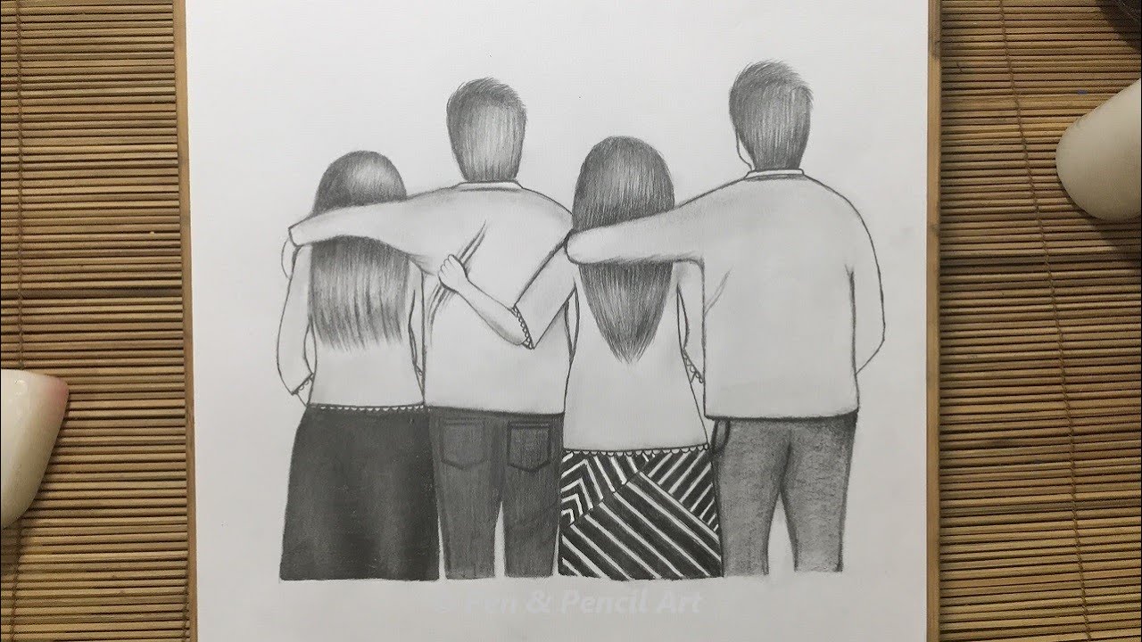Friendship Day Drawing || How to Draw Best Friends Boys and Girls || Pencil Sketch Drawing