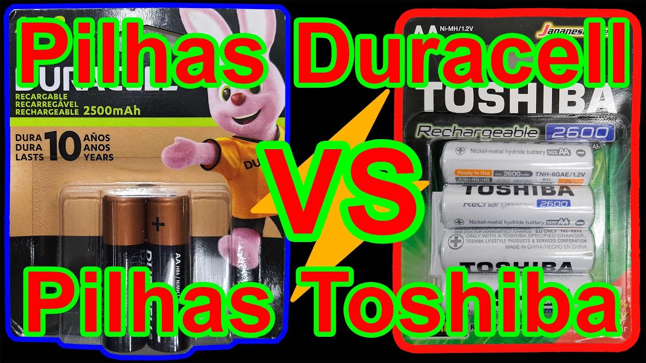 Pilhas Recarregáveis Duracell 2500 mAh vs Pilhas Recarregáveis Toshiba 2600 mAh