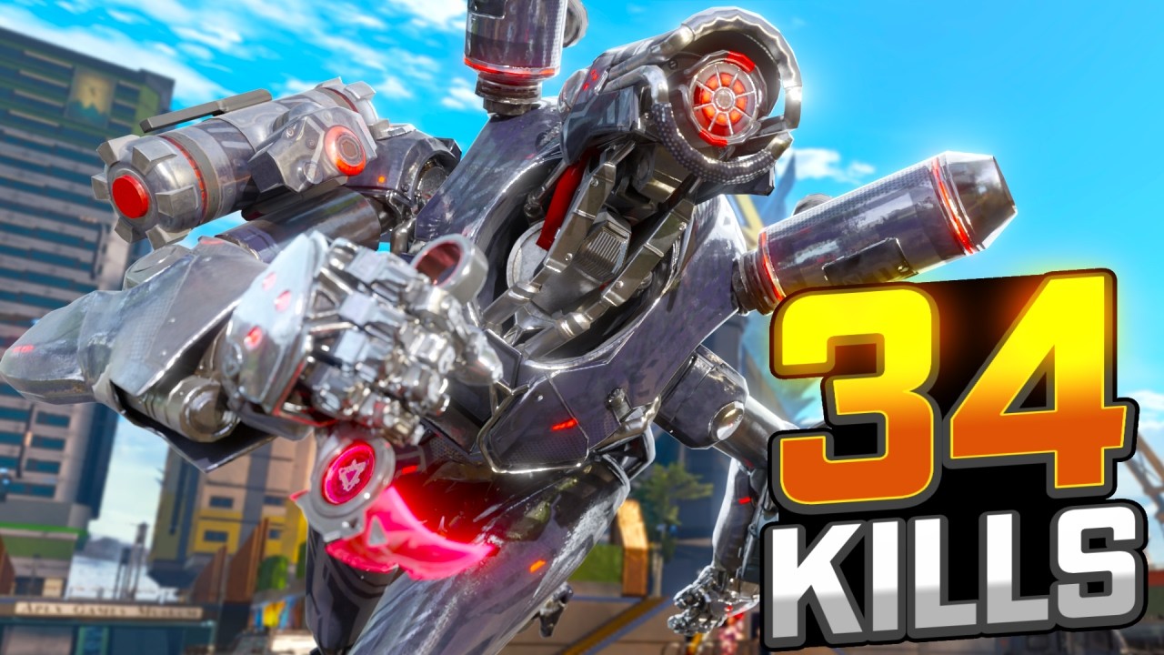 Безумный Патфайндер: 34 убийства и 7700 урона в Apex Legends.