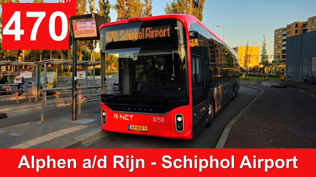 Qbuzz lijn 470: Alphen a/d Rijn Station - Schiphol Airport | Qbuzz ZHN | R-NET | 2025