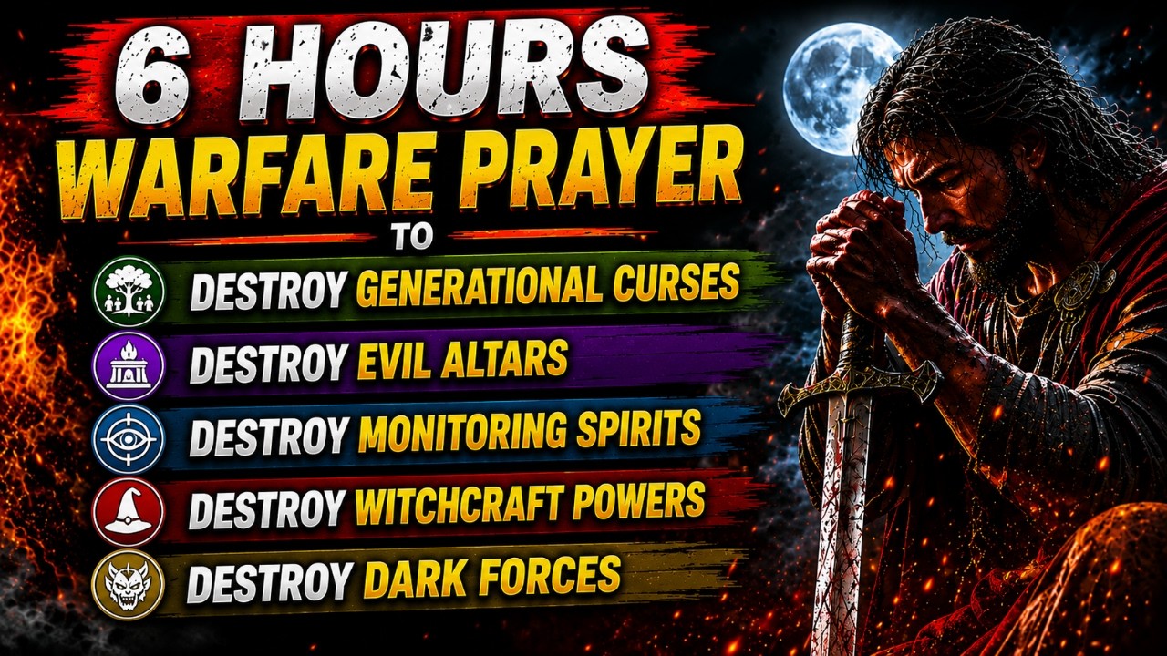 6 HOURS WARFARE PRAYER TO DESTROY GENERATIONAL CURSES, EVIL ALTARS, MONITORING SPIRITS, WITCHCRAFT 