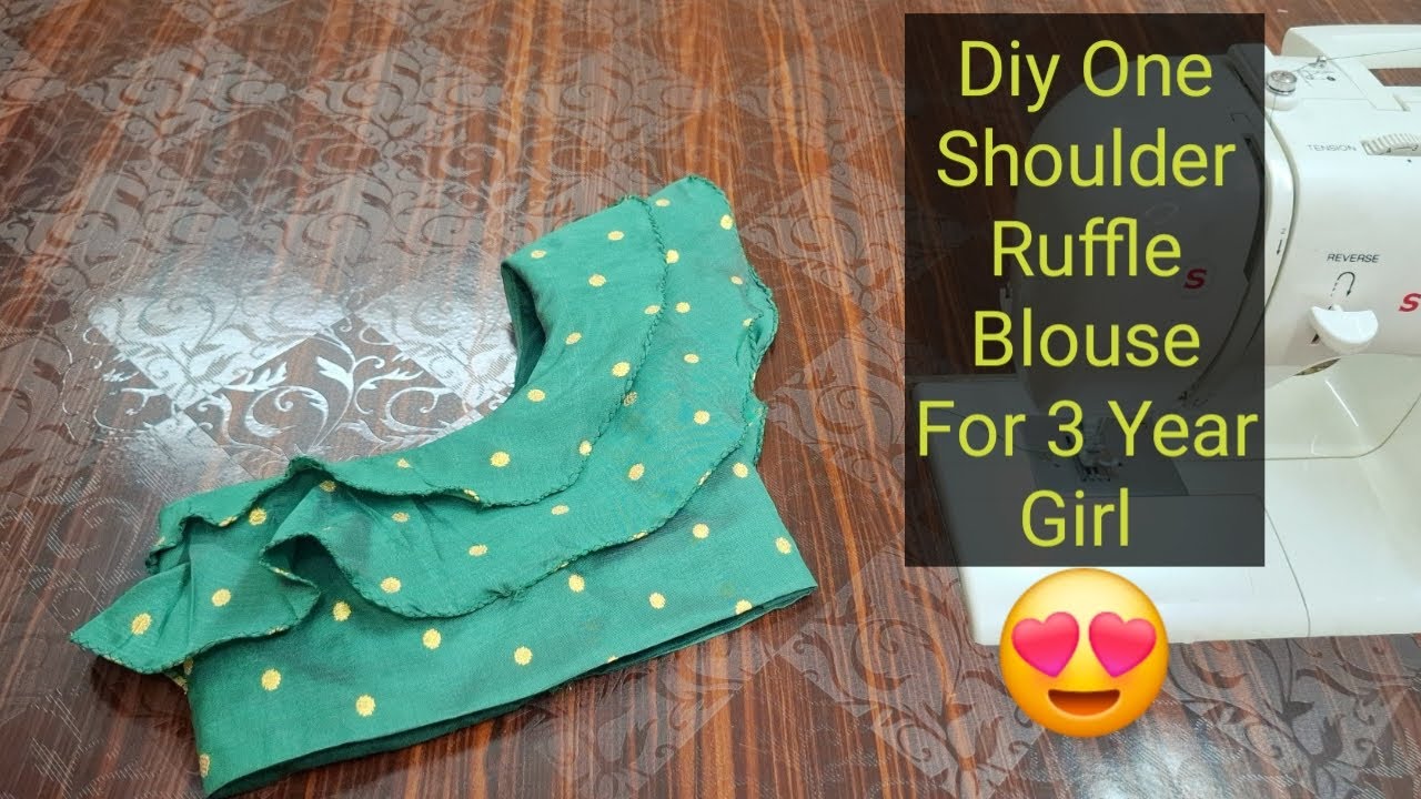 One shoulder ruffle blouse cutting & stitching for 3 year baby girl |Baby blouse cutting & stitching