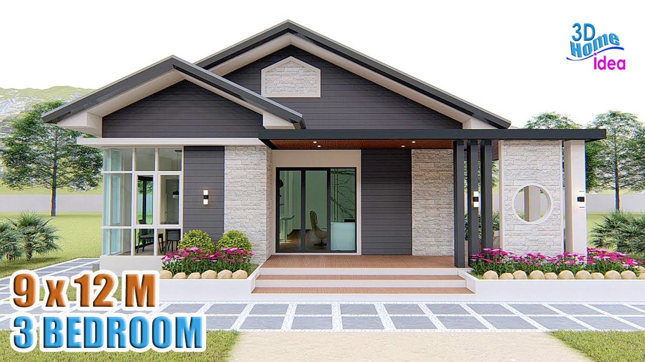 (9 X 12 Meters) House design idea | 3 bedroom Simple House