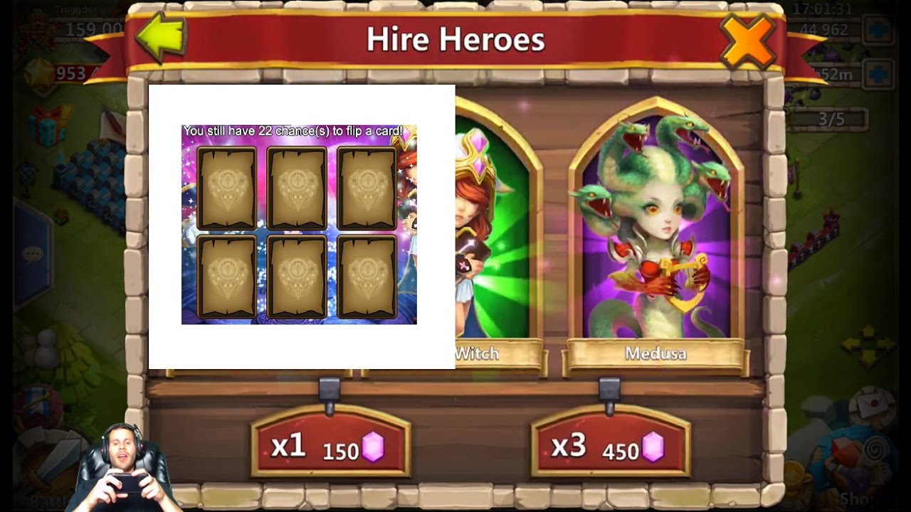 24 Lucky Flips Rolling 30000 Gems For Medusa Grimfiend SK Castle Clash