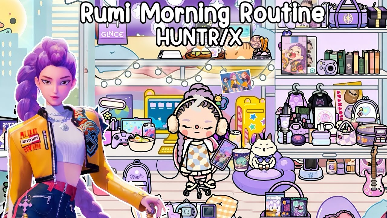Rumi Morning Routine 😈💜 | HUNTR/X K-Pop Demon Hunters | Toca Boca World | house ideas