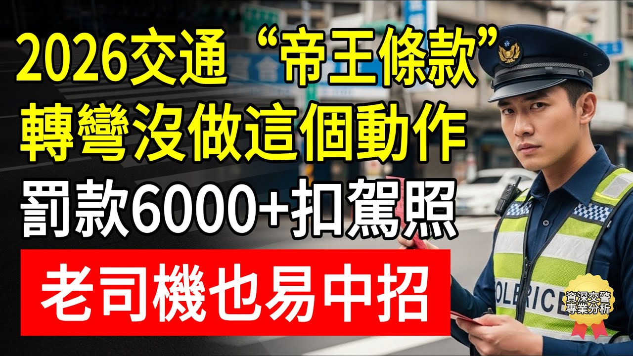 2026交通”帝王條款”！轉彎沒做這個動作，罰款6000+扣駕照！老司機也易中招！#交通新規 #未禮讓行人 #罰單 #行人地獄 #帝王條款 #科技執法 #機車族 #A柱死角 #頤養之道 #若蘭