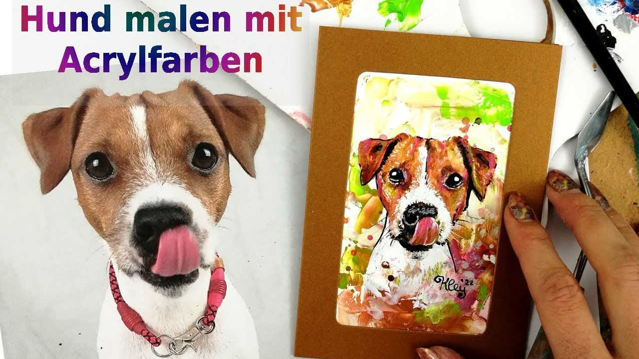 Einen Hund Spachteln und Malen mit Acrylfarben und Malmesser/Palettenmesser - kreatives Tierportr&auml;t