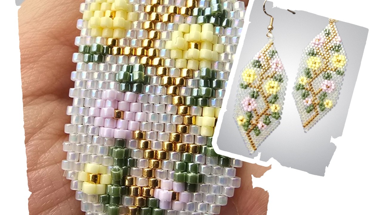 Handmade Beaded Flower Earrings Tutorial | Peyote, Brick Stitch & Embroidery Embellishment