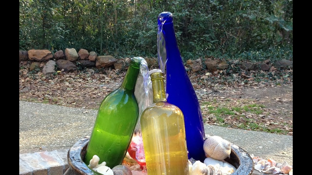 WINE BOTTLE waterfall fountain BUILDING MAKING  :)