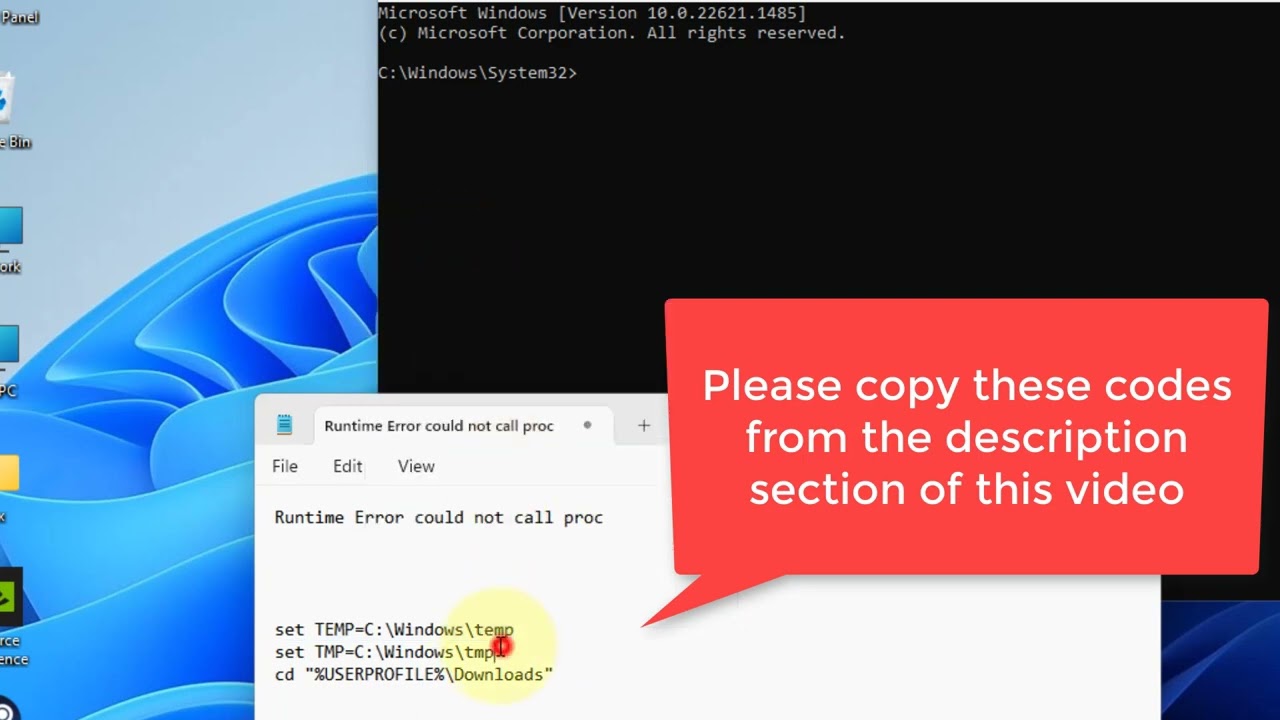 How to fix Runtime Error: Could not call proc on Windows PC