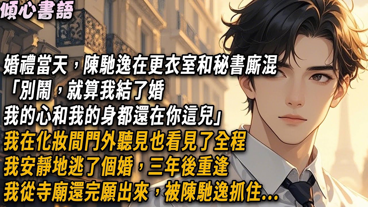 婚禮當天，陳馳逸在更衣室和秘書廝混「別鬧，就算我結了婚，我的心和我的身都還在你這兒」我在化妝間門外聽見也看見了全程，我安靜地逃了個婚，三年後重逢，我從寺廟還完願出來，被陳馳逸抓住..#小說 #故事分享