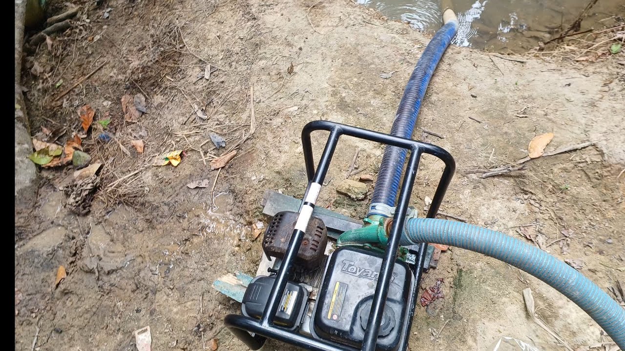 Mostrando nosso sistema de irrigação, motor bomba e aspersores.