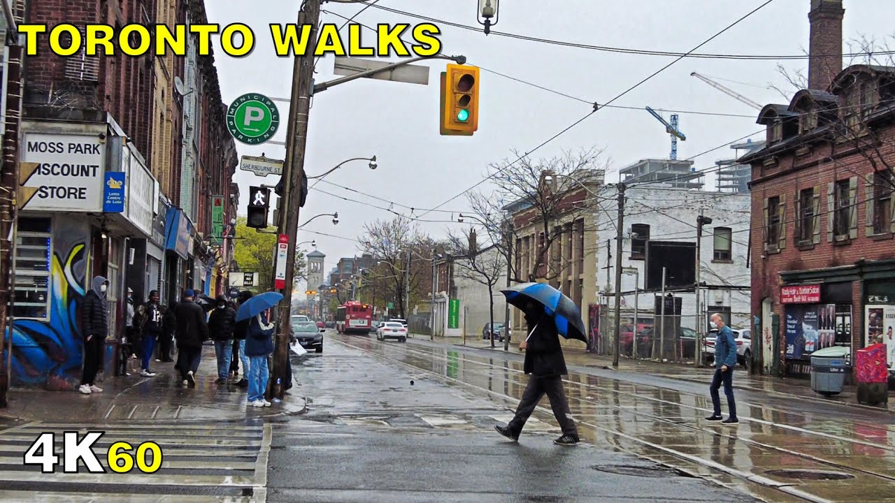 Sherbourne Street Rain Walk in Downtown Toronto (April 29, 2021)