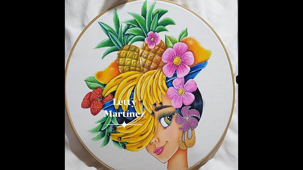 Pintura en Tela   Muñeca Tropical 5    Letty Martínez