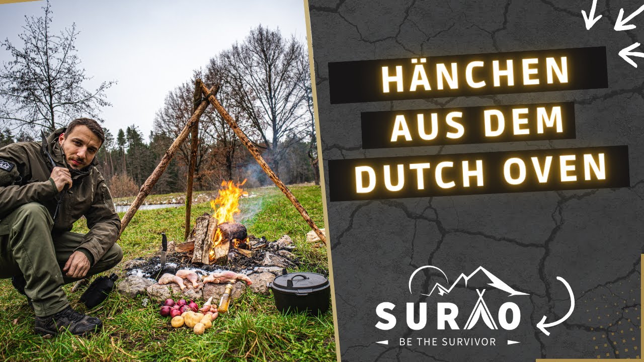 Hähnchenschenkel aus dem Dutch Oven | Kochen über Lagerfeuer | Bushcraft