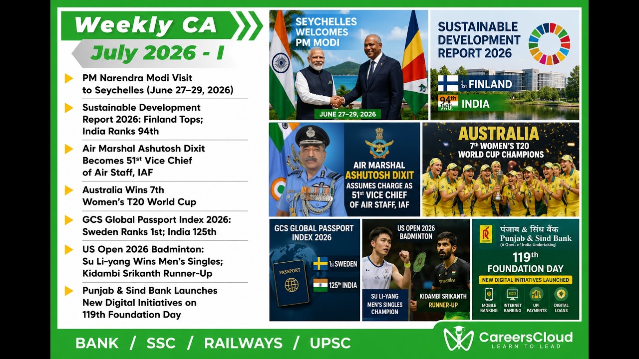 Current Affairs Weekly | 1 - 8 July 2026 | English | Current Affairs | AffairsCloud