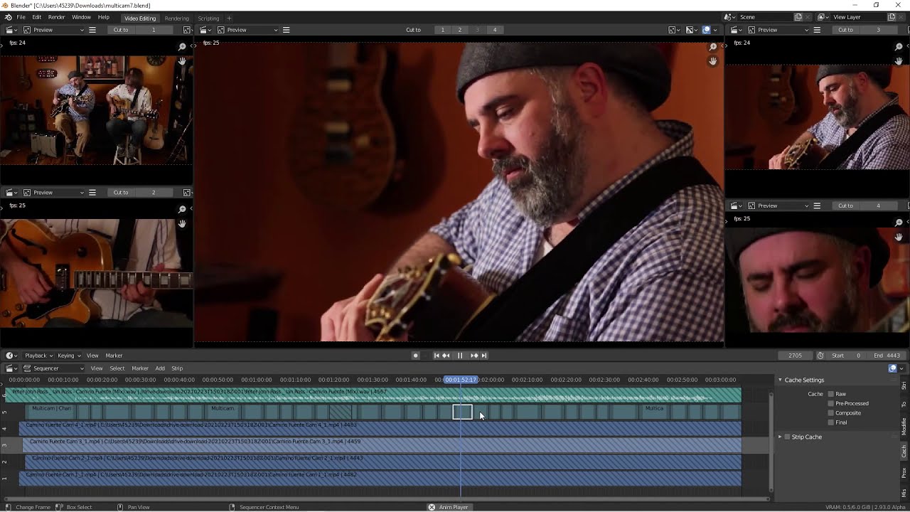 Multicam video editing in Blender