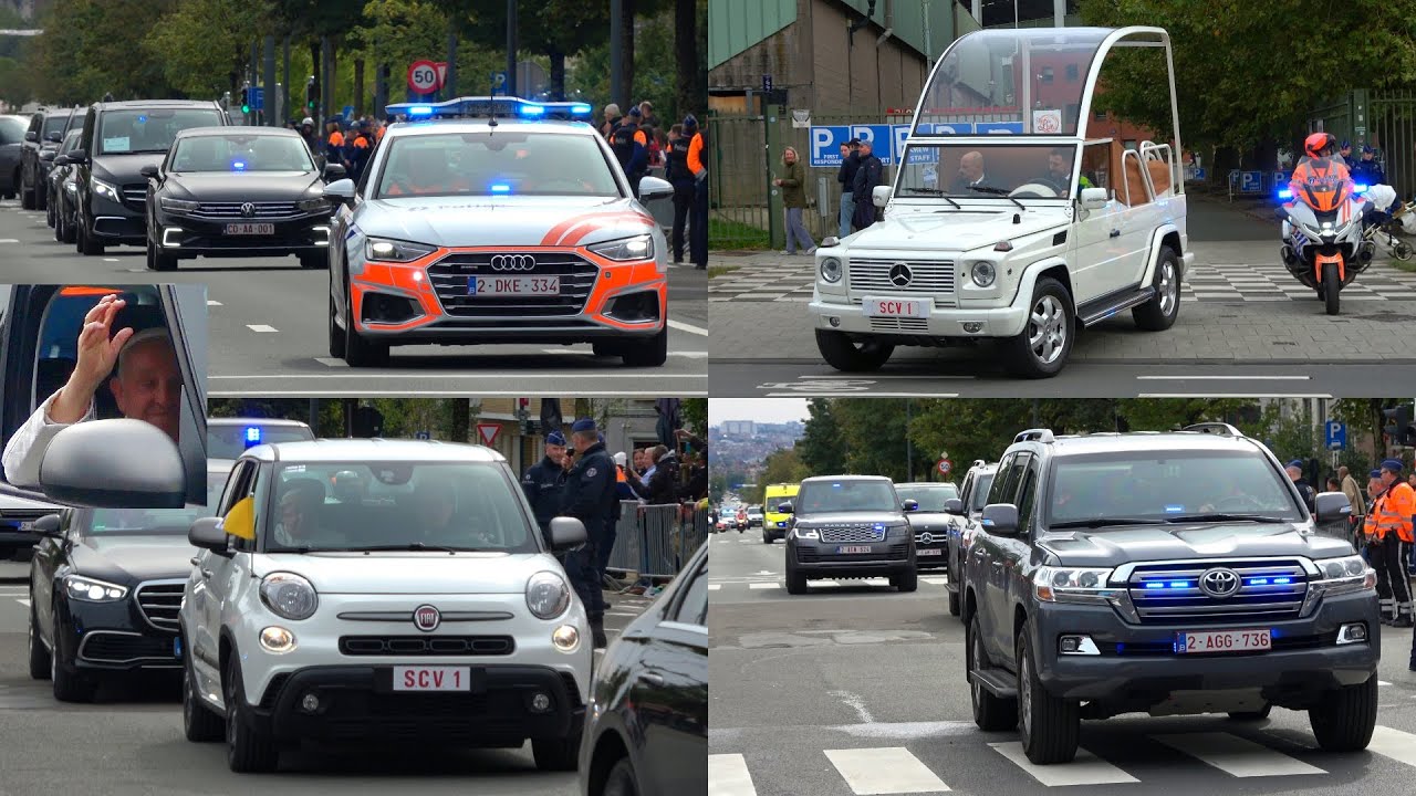 Paus Franciscus bezoekt België, veel politie ingezet voor begeleiding naar Melsbroek! #1623