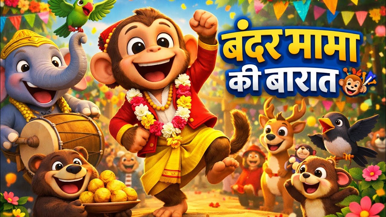 Bandar mama ki barat ll monkey wedding song✨ जंगल की शानदार बारातll✨ हाथी, भालू, तोता और सारे दोस्त