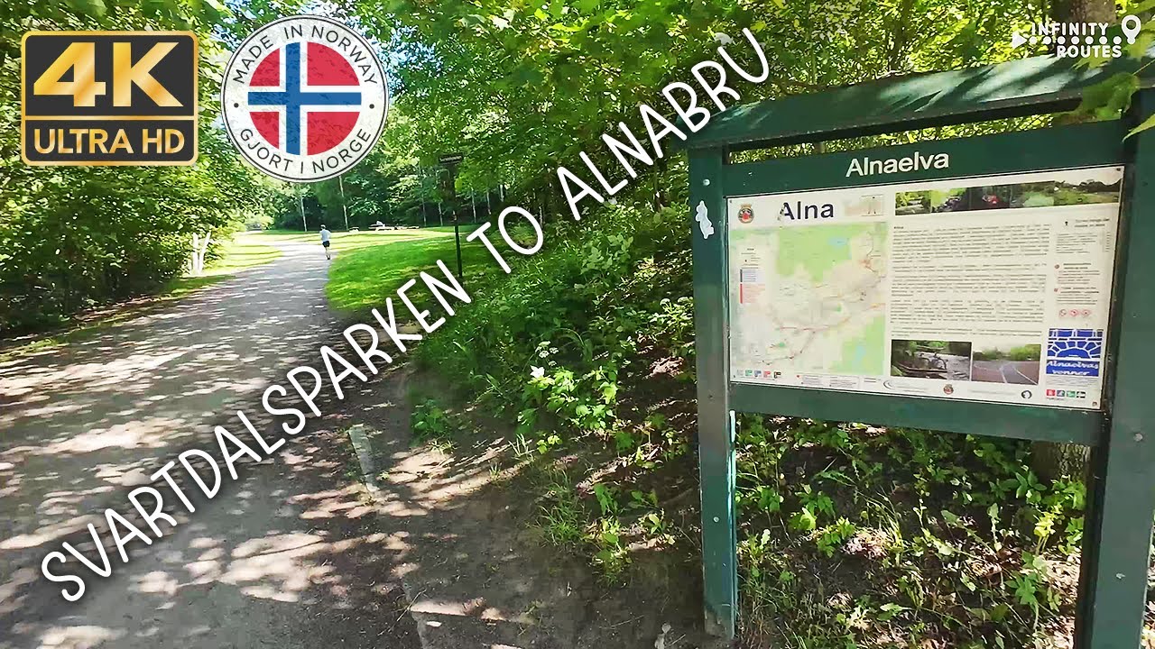 ☀️🚶Oslo City Walk: along Alnaelva from Svartdalsparken to Alnabru (4K ultra HD, 60fps) #walking