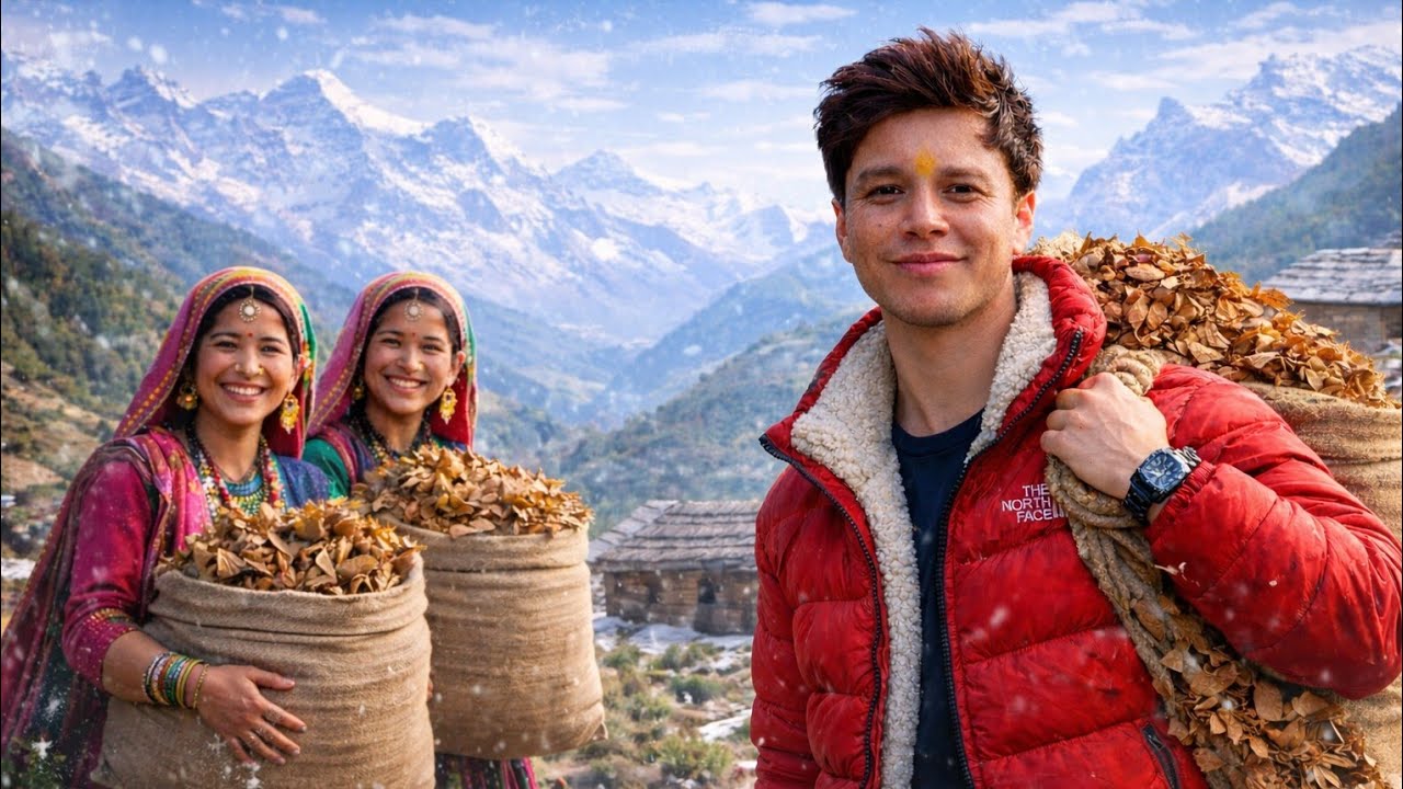 पहाड़ी गाँव में सूखी पत्तियाँ Collect कर ठंड से बचाव! #UttarakhandVlog #PahadiJugaad #VillageLife 