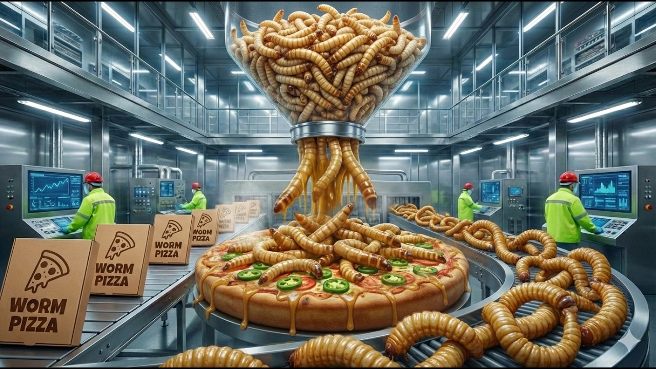 Inside the Mealworm Pizza Factory | From Live Mealworms to Protein Pizza (Full Process)