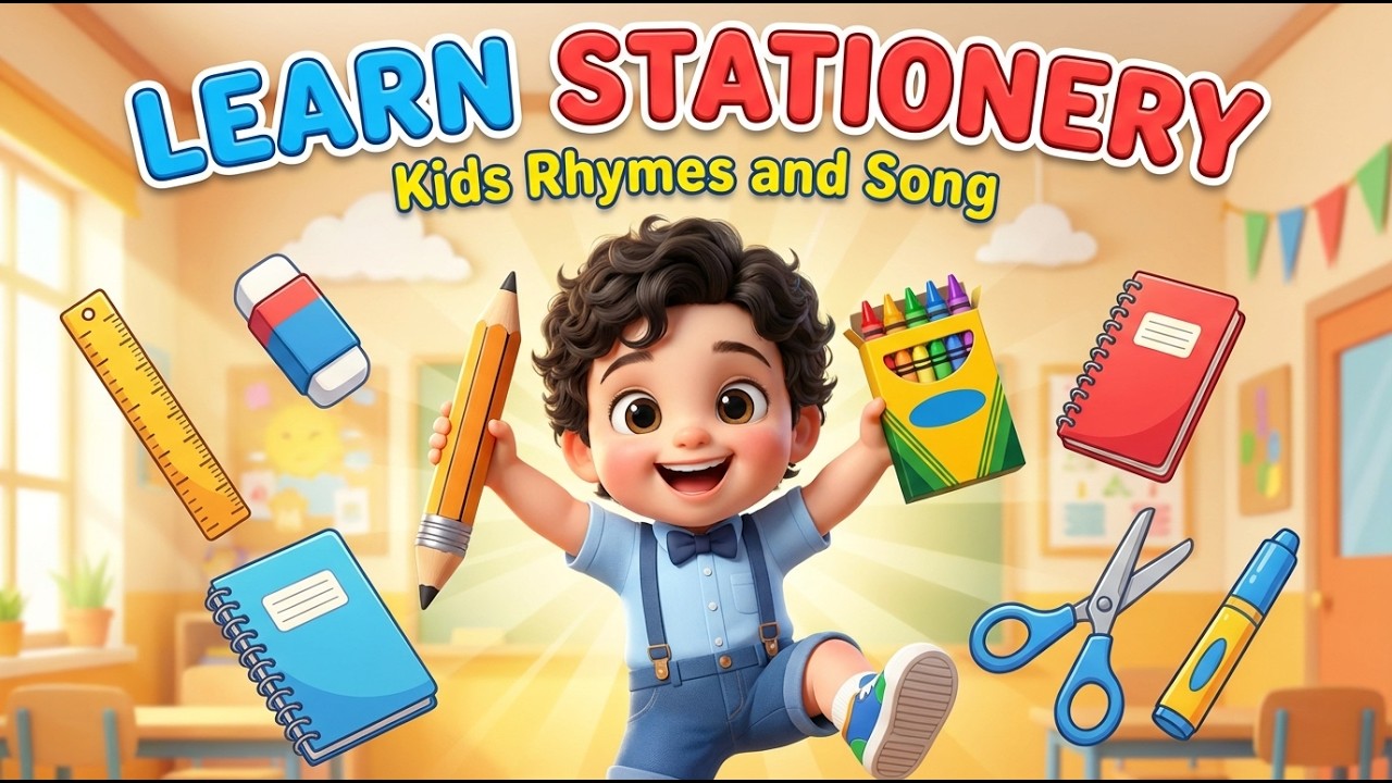 Learn Easy School Stationery Items Names for #kids | #pencil #eraser #books | #preschool #kidsvideo