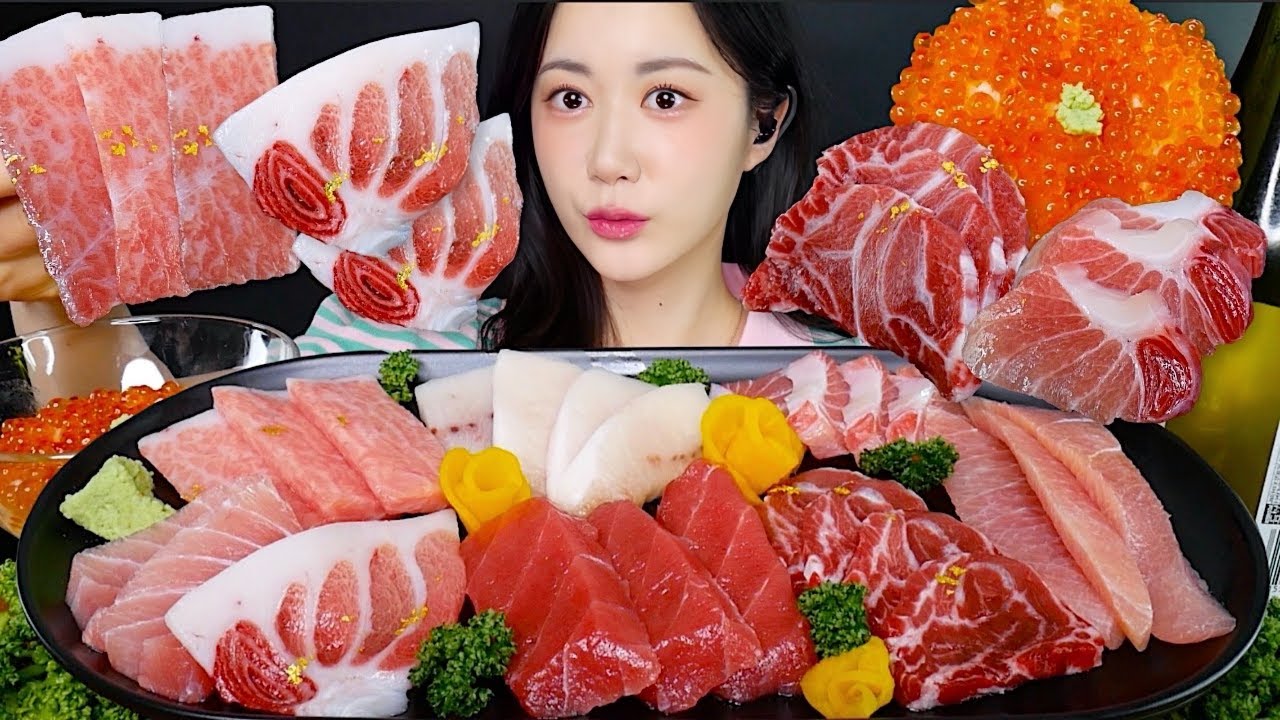 고급진 참치회 한상💓+연어알 덮밥🧡참치회 먹방 연어알 먹방 Raw Tuna + Salmon Roe Bowl マグロ イクラ丼 | Mukbang ASMR
