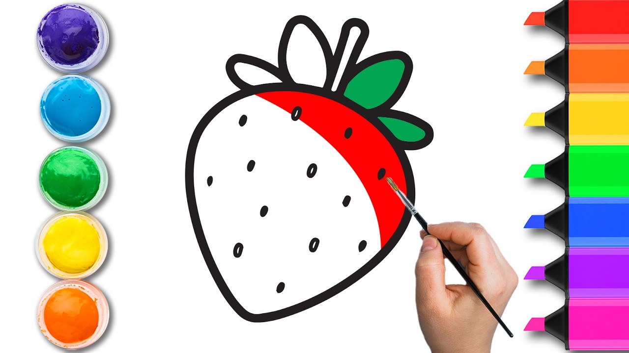 Easy Strawberry Drawing, How to draw Strawberry #easydrawing #drawingtutorial #howtodraw