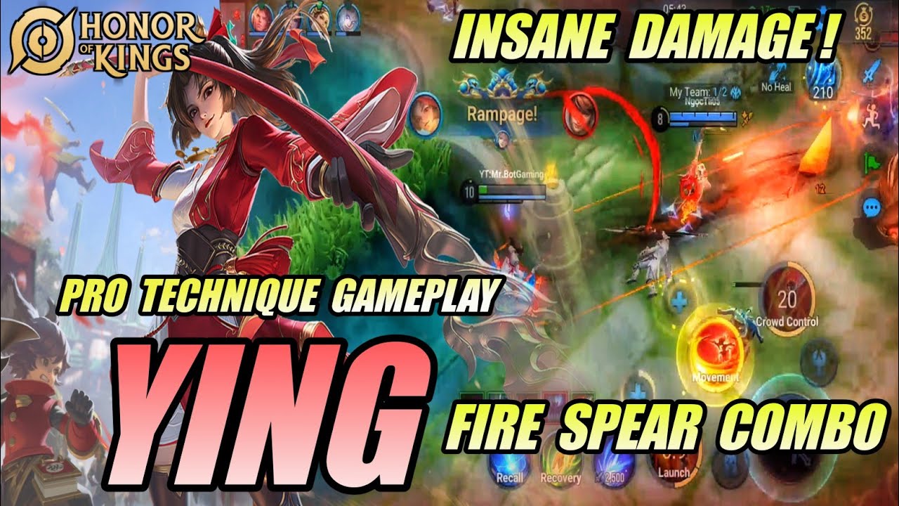 YING Pro Gameplay Technique FIRE SPEAR COMBO | Best Jungler Assassin - Honor of Kings (HOK)