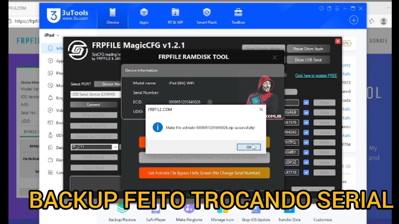 🌐UNLOCK ICLOUD IPAD 6th Celular IOS 17.7.1 HELLO FORMATADO SEM REDE TROCANDO SERIAL FRPFILE V4.7.1⚜️