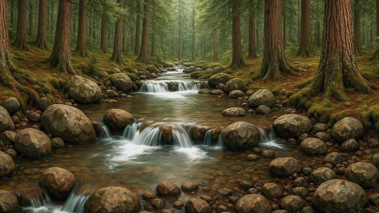 LIVE: Forest Stream 4K | Relax & Sleep | White Noise Room 4K