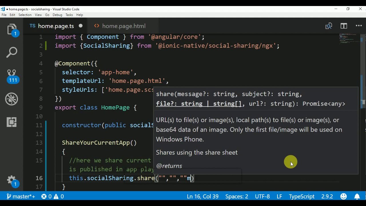 Share your app in ionic4