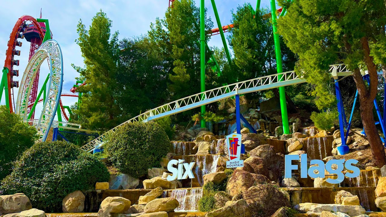 Six Flags Magic Mountain [4K FULL POV] Walk Around The Park | Valencia , CA