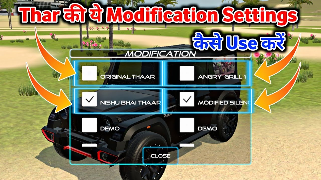How to use these modifications settings of Thar || Indian vehicles simulator 3d new settings ||