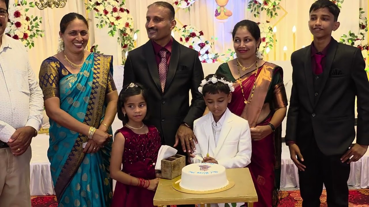 First Holy Communion celebration of Irwin Loyala s/o Ivan Sunil/Laveena, L Ponnengila, Agrar Bant