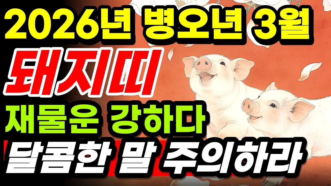 2026년 3월 돼지띠 운세 ㅣ삼합 기운 폭발! 재물이 쏟아지는 달 ㅣ주변의 달콤한 말을 주의하세요