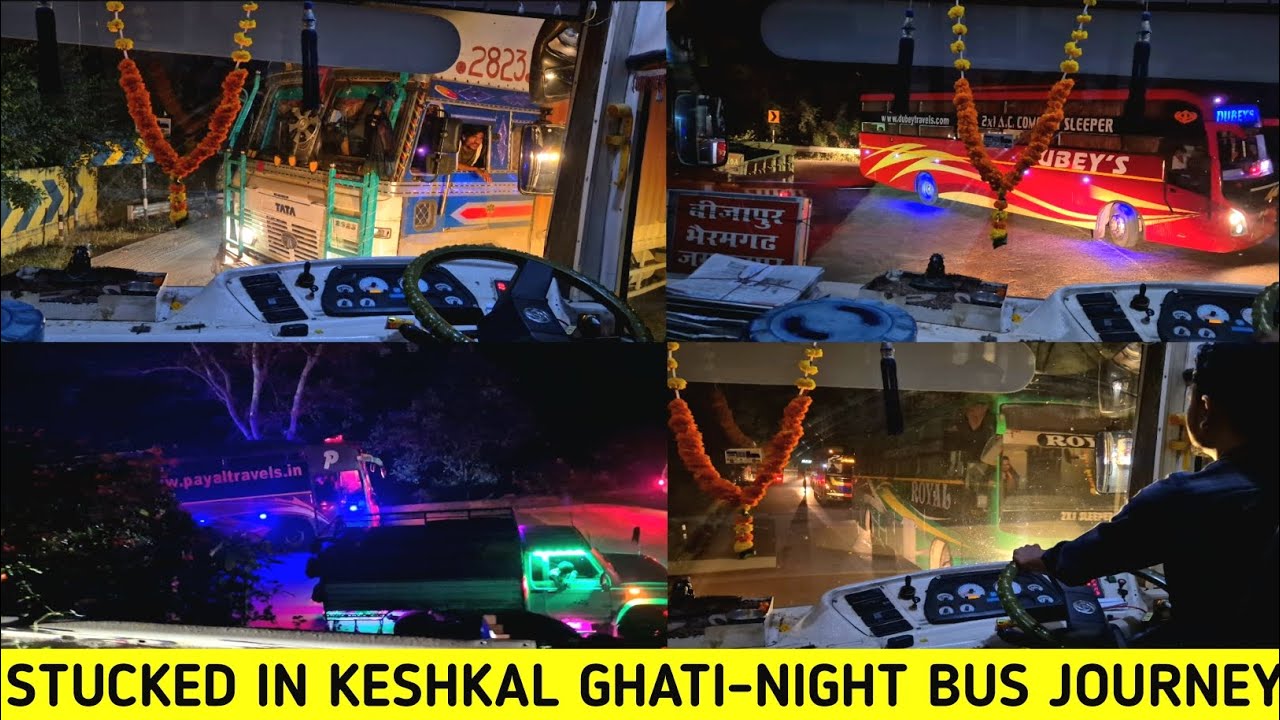 केशकाल घाटी में जाम--NIGHT BUS JOURNEY IN ROYAL TRAVELS.#keshkalghati #keshkal #chhattisgarh 