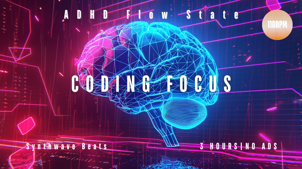ADHD Coding Music   110 BPM Synthwave Beats for Programming & Deep Focus vol.1
