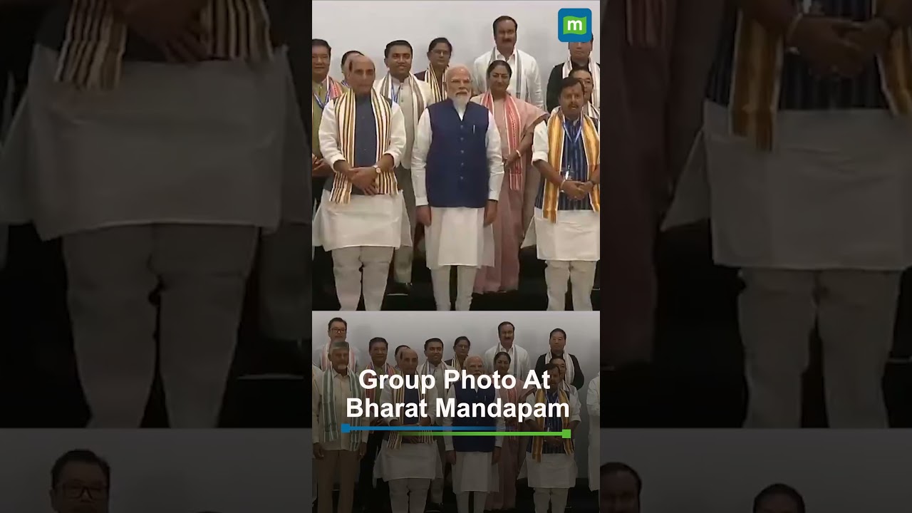 PM Modi, NDA Leaders Pose For Group Photo At Bharat Mandapam, Delhi