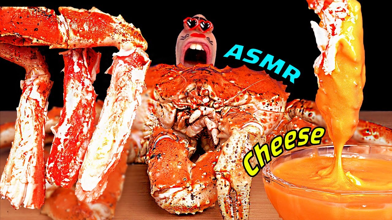 ASMR Сырный королевский краб и кимчи пибимпап. 🦀