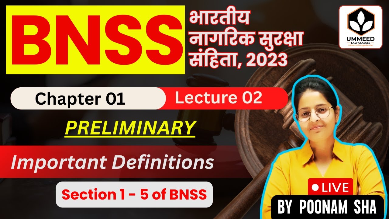 BNSS Lecture-2 |Section 1-5|Chapter 1 BNSS | All Important Definitions | APO Judiciary and Law exams