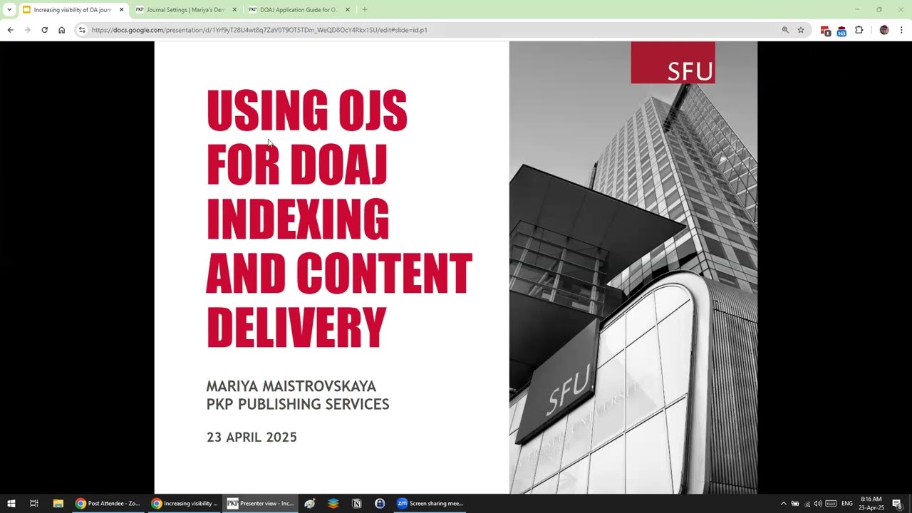 Increasing visibility of open access journal content with OJS and DOAJ