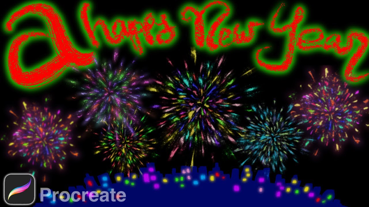 【Procreate】New Year祝賀花火の描き方🎆無料ブラシで簡単！[プロクリエイト 5X beta 基本的 描き方 使い方 初心者 イラスト free brush fireworks